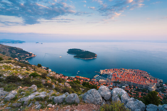 Elevated View of Dubrovnik at Dusk, Croatia