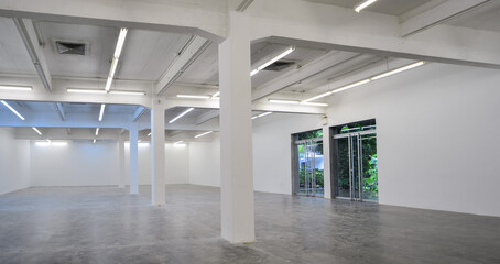 Space with blank walls, modern building, conceptual architecture