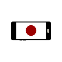 mobile and japan flag on white background