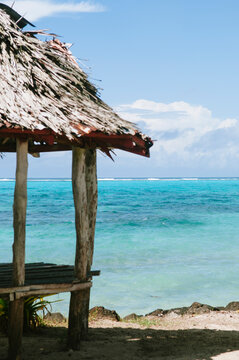 Fale and lagoon, Samoa.