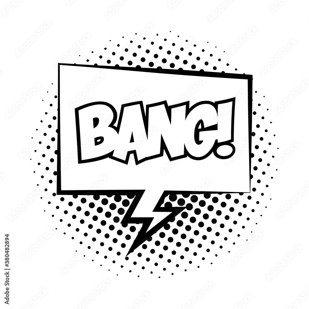 Poster speech bubble with bang word pop art line style