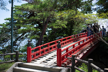Fototapeta na wymiar 日本にある伝統的な赤い橋