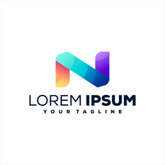 letter n gradient logo design
