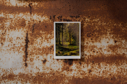 A picture of the forest on the background of rust