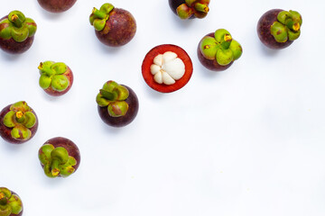 Mangosteen on white background.