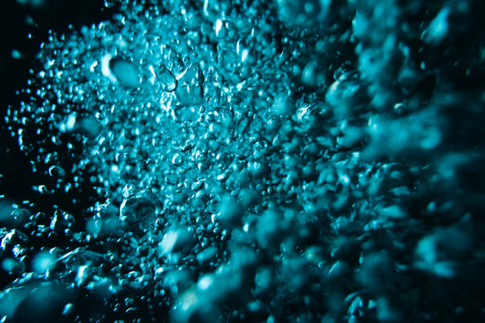 Bubbles underwater abstract view