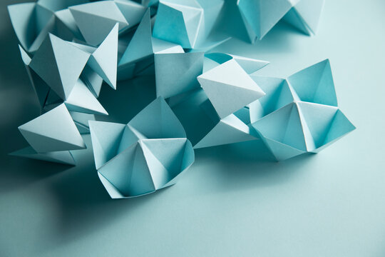 Blue fortune tellers on blue, horizontal format