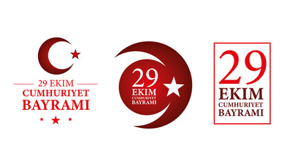 29 ekim cumhuriyet bayrami with white turkish moon with star vector design