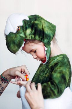Young boy in halloween costume