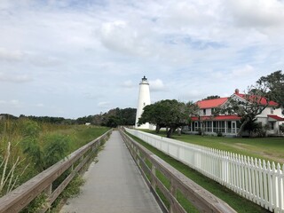 Ocracoke Lighthouse with clouds 