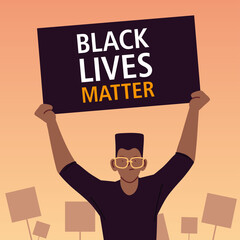 Black lives matter banner with man cartoon vector design