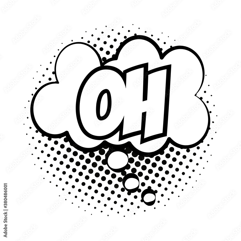 Poster expression cloud with oh word pop art line style