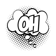expression cloud with oh word pop art line style