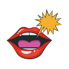 sexi female mouth with expression cloud pop art style
