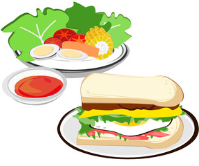 Sandwich breakfast fast food vector illustration cartoon food