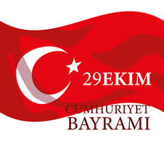 29 ekim cumhuriyet bayrami with turkish red flag vector design