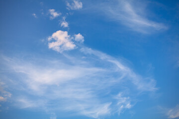 cirrus clouds overhead in the summer weather