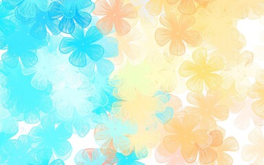Light Blue, Yellow vector doodle layout with flowers