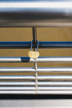 Love padlock on a fence