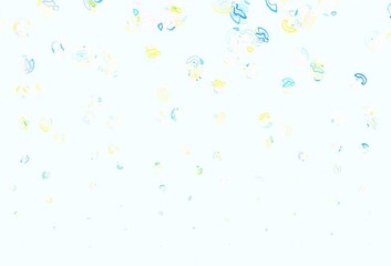 Light Blue, Yellow vector background with bubbles.