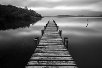 Obraz premium view of a Pier at Loch Lomond, Highlands, Scotland.