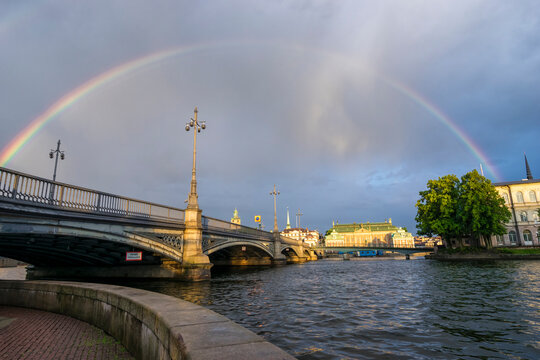 Stockholm, Sweden - Rainbow over the Vasa Bridge (Vasabron)