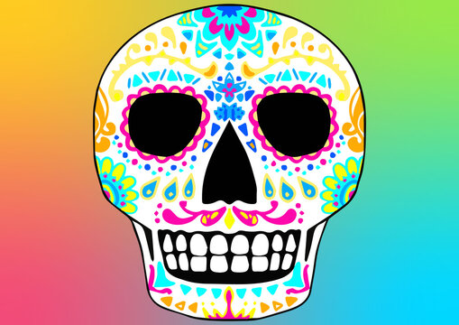 メキシコ　死者の日　背景　Day of the Dead 　vector sugar skulls background