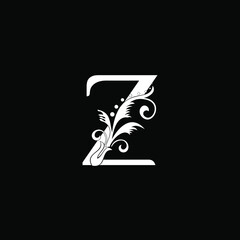 Classy Elegant Z Letter White Flourish Shape Logo