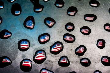 U.S.A. flag in raindrops