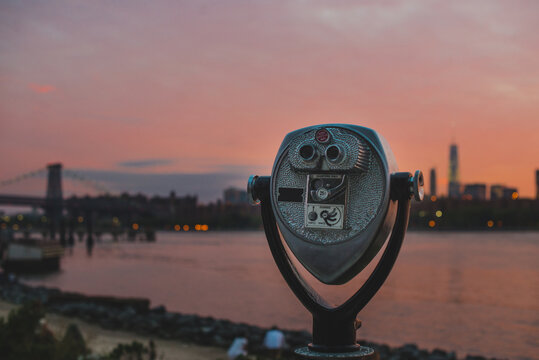 Viewfinder at sunset in the city
