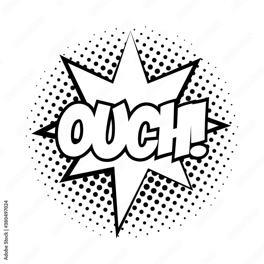 Poster expression splash with ouch word pop art line style