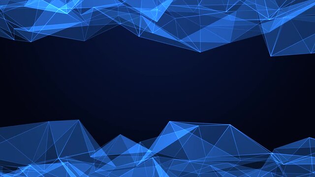 Abstract Plexus Blue Geometrical Shapes. Connection, Web Concept. Digital Loop Animation. Communication And Digital science Technology Network Background. Moving Lines And Dots. celebration, event,