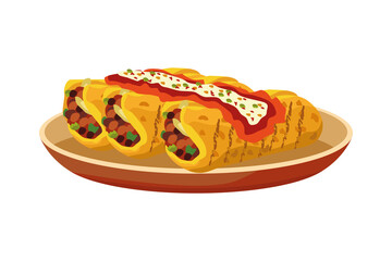 delicious mexican burritos in dish