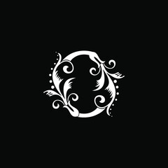 Classy Elegant O Letter White Flourish Shape Logo