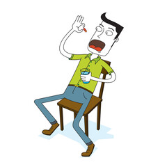 man drinks a capsule for health