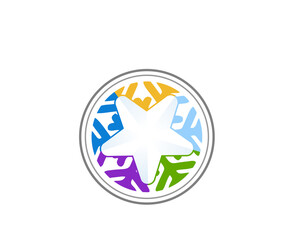 Star and snow ice icon logo design template