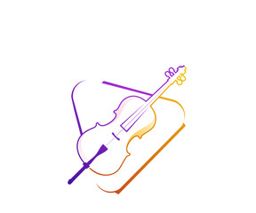 Violin play icon logo design template