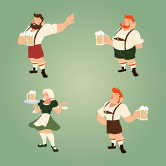 oktoberfest men and woman with traditional cloth and beer vector design