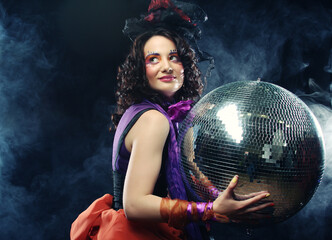 Naklejka premium girl with disco ball