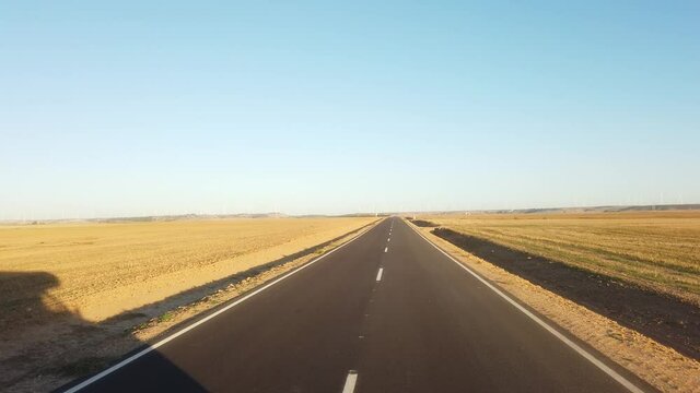Driving in  a road of Spain.