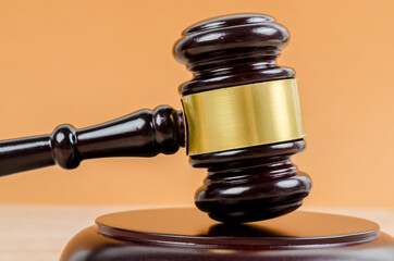 Judge's gavel on the table.