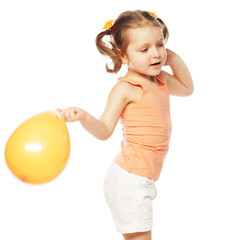 little girl with a orange balloon