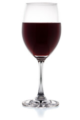Red wine in a glass isolated on white background