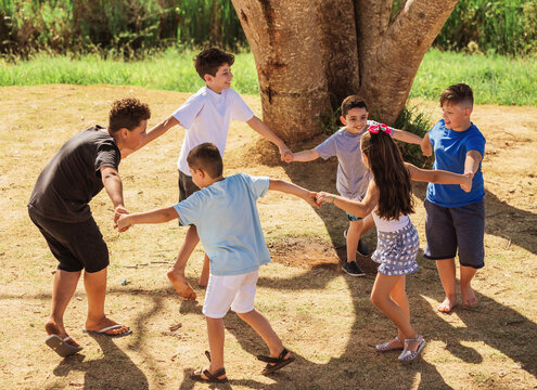 Group Of Kids Playing And Having Fun