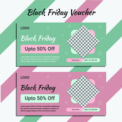Black Friday voucher card template. Vector set of modern discount vouchers for Black Friday sale with discount tag.Template for gift cards and coupons. 