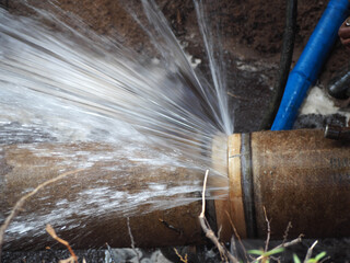 Burst pipe or leaking pipe is under repairing