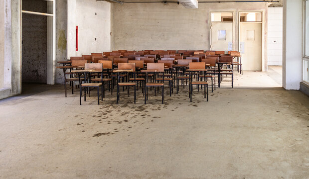 Empty school desks