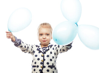 Fototapeta na wymiar ittle girl with blue balloons