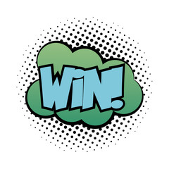 expression cloud with win word pop art fill style