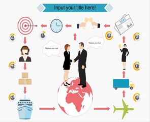 Business Infographic on planes, ships, and information